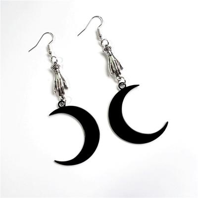 Brincos de lua crescente joias góticas místicas brincos de flor de rosa da lua crescente wiccan brincos de magia negra moda presente feminino