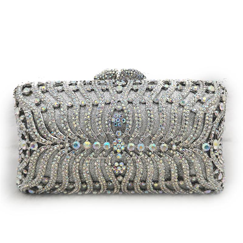 

WHTUOHENG Evening Crystal Clutch Luxury Wedding Diamond Clutches Rhinestone Purse Women Party Prom 10 Colors Orange/Green Bags