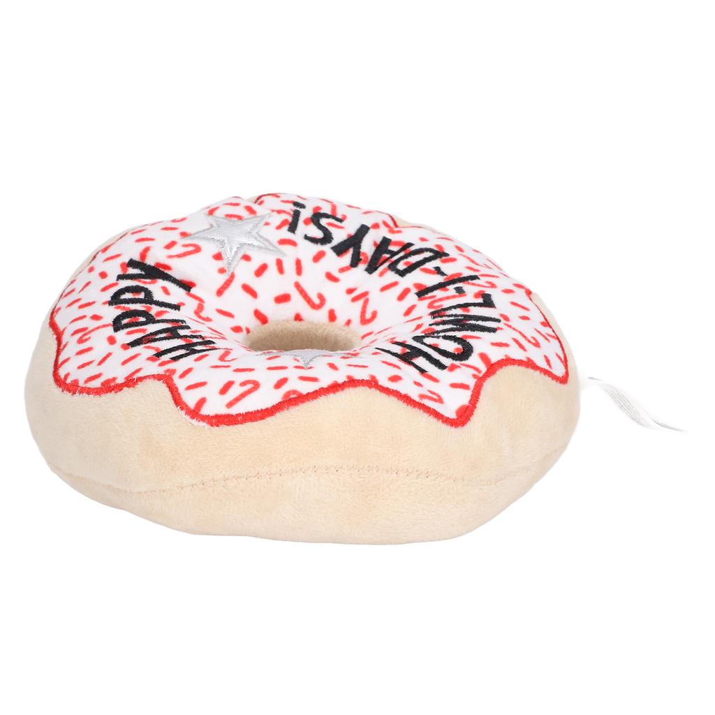 Pet Donut Toy Plush Bite Resistant Teeth Grinding Christmas Pattern Dog Squeaky Toy for Puppy Cat