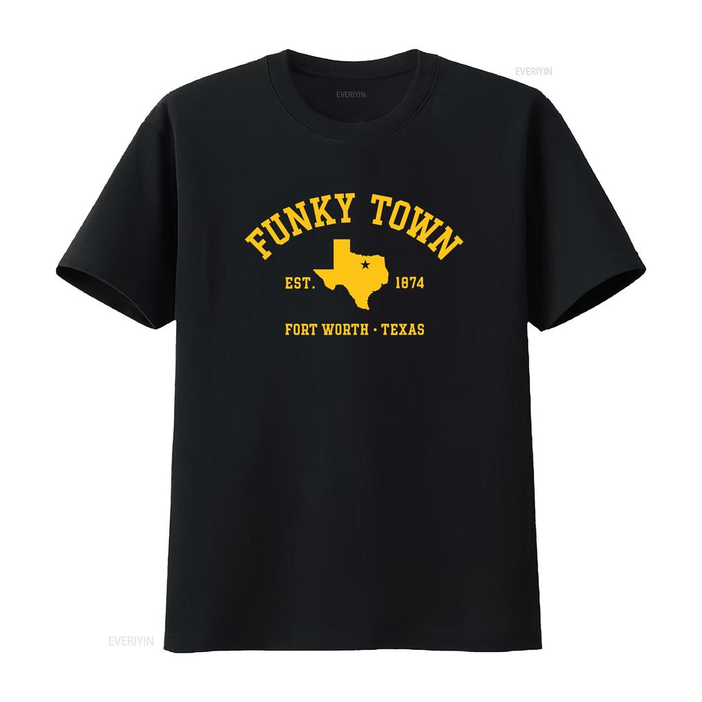 FUNKY TOWN Fort Worth TX Athletic Design T Shirt vintage Washed graphic Top For Everyday Wear fashion Comfortable Soft Stylish