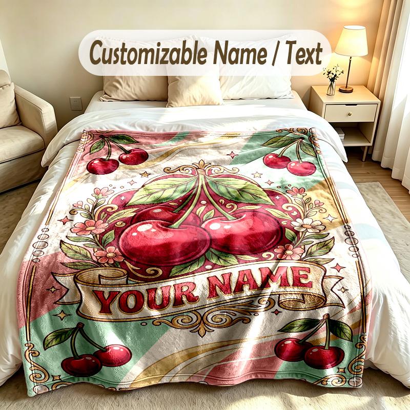 Floral Garden Theme Soft Blanket Personalized Custom Name Text Print Warm Blanket Home Sofa Bedroom Decor