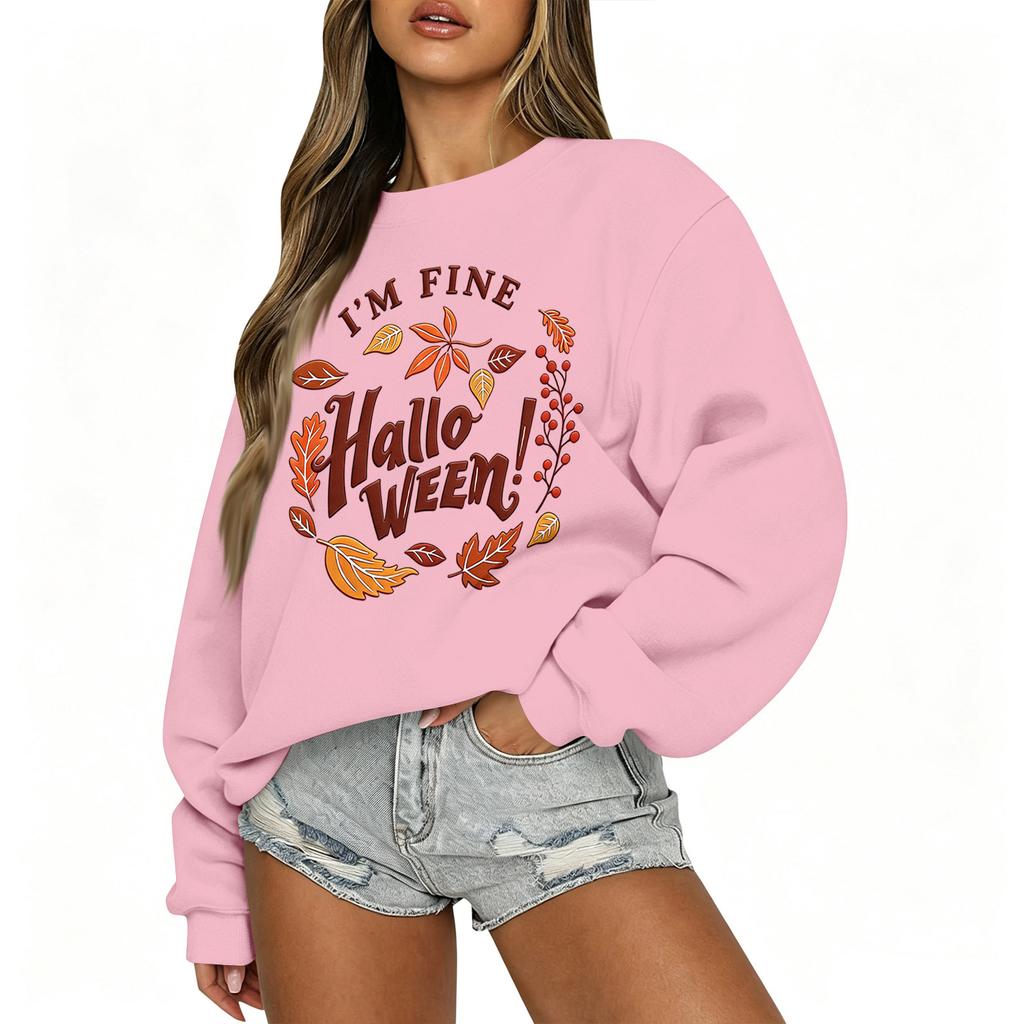 Women's Casual Long Sleeve Christmas Print Round Neck Top for Holiday Festive Wear