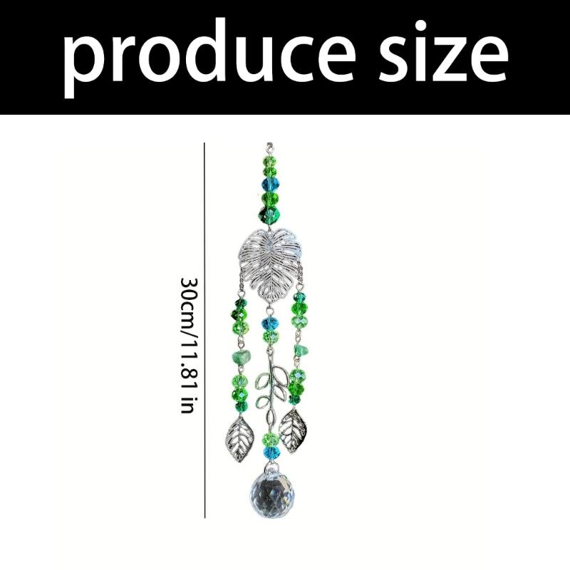 Leaf Pendant Crystal Suncatchers Artificial Plant Decoration Glass Beads Hanging Outdoor Indoor Space Home Office Decors