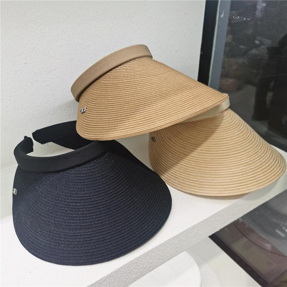 Sonnenhut aus Stroh mit breiter Krempe – atmungsaktiver, verstellbarer, elastischer Pferdeschwanz-Strandhut für Damen, perfekt für Outdoor-Aktivitäten