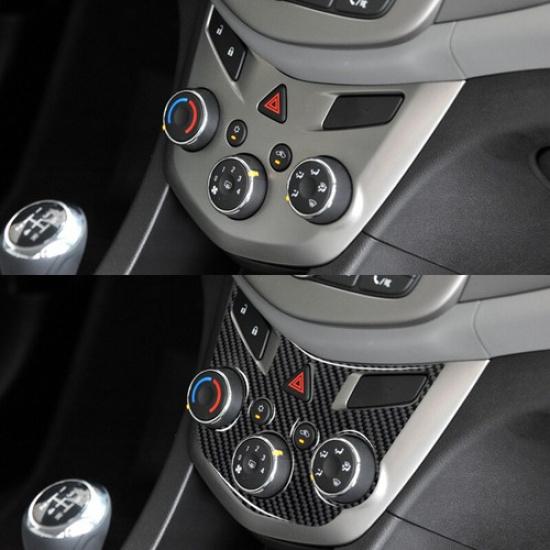 Glossy Carbon Fiber Car Central Climate Control Panel Sticker For Sonic 2012-16