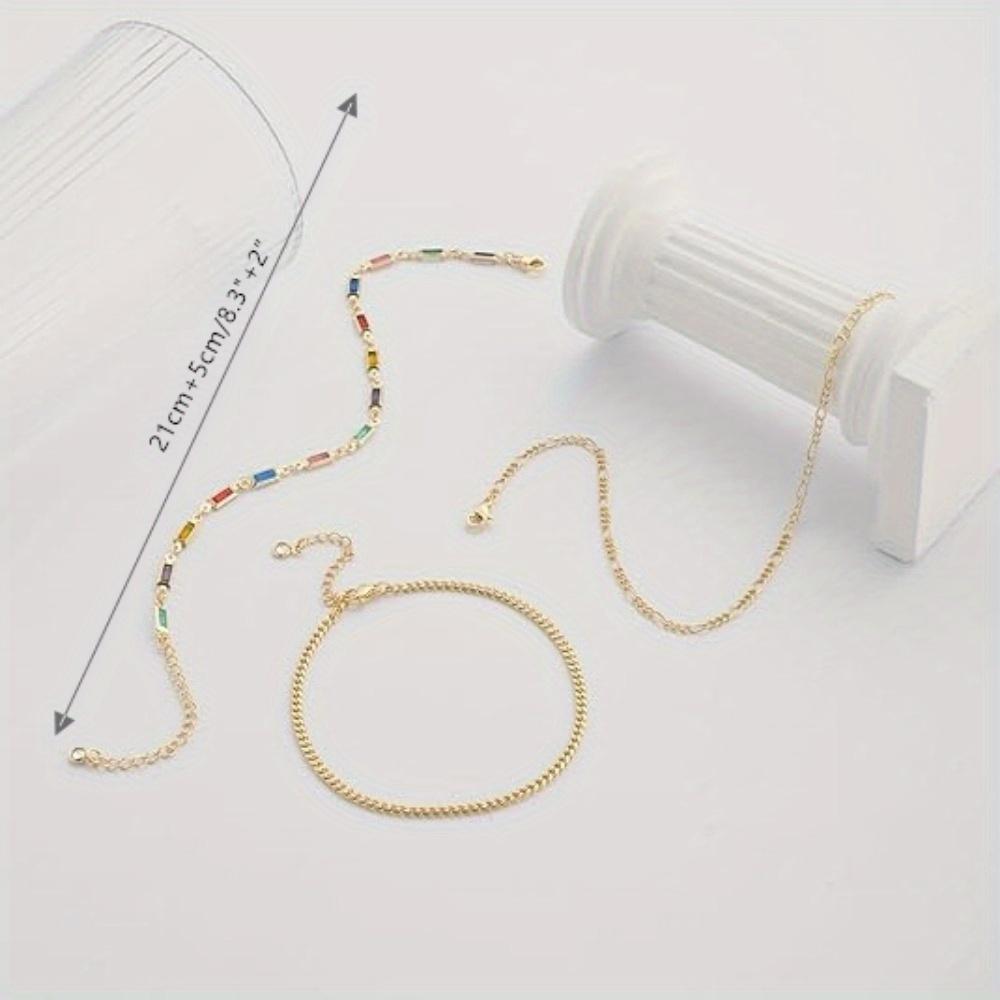 Women's Ankle Bracelet Set. Stackable beaded chains, adjustable for a perfect gift.