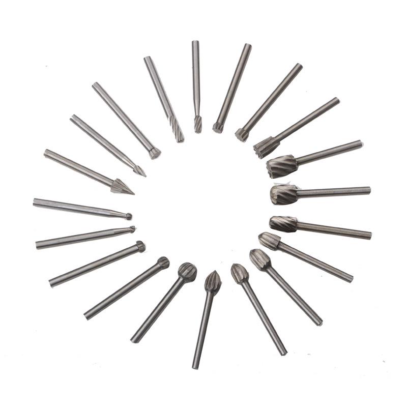 20-Piece 3mm High-Speed Steel Rotary Grinder Set for Woodworking & DIY Carving