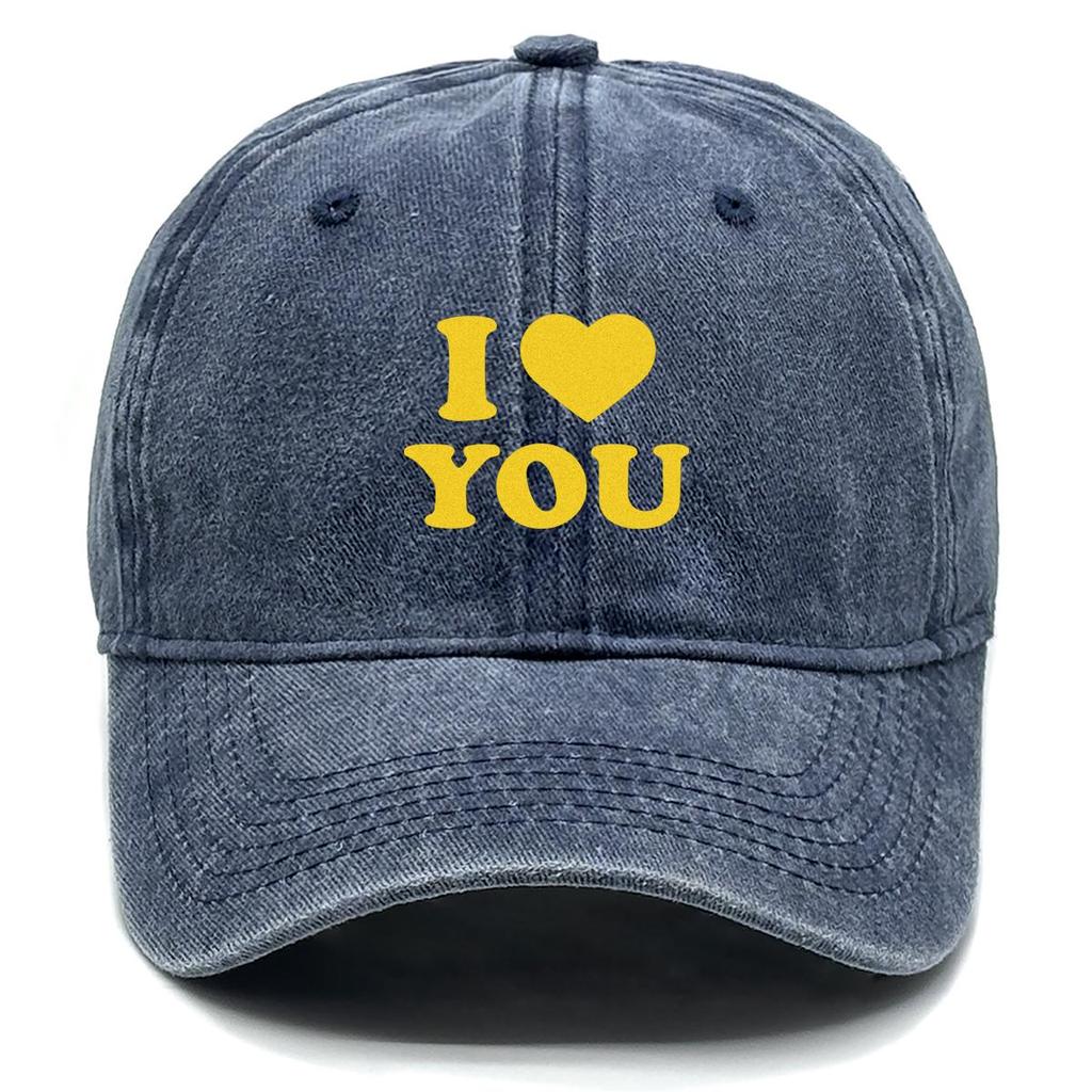 Golden "I LOVE YOU" Print Snapback Sun Hat, Valentine's Day Trucker Hat Hip Hop Curved Brim Sunshade Sun Visor Adjustable Baseball Cap