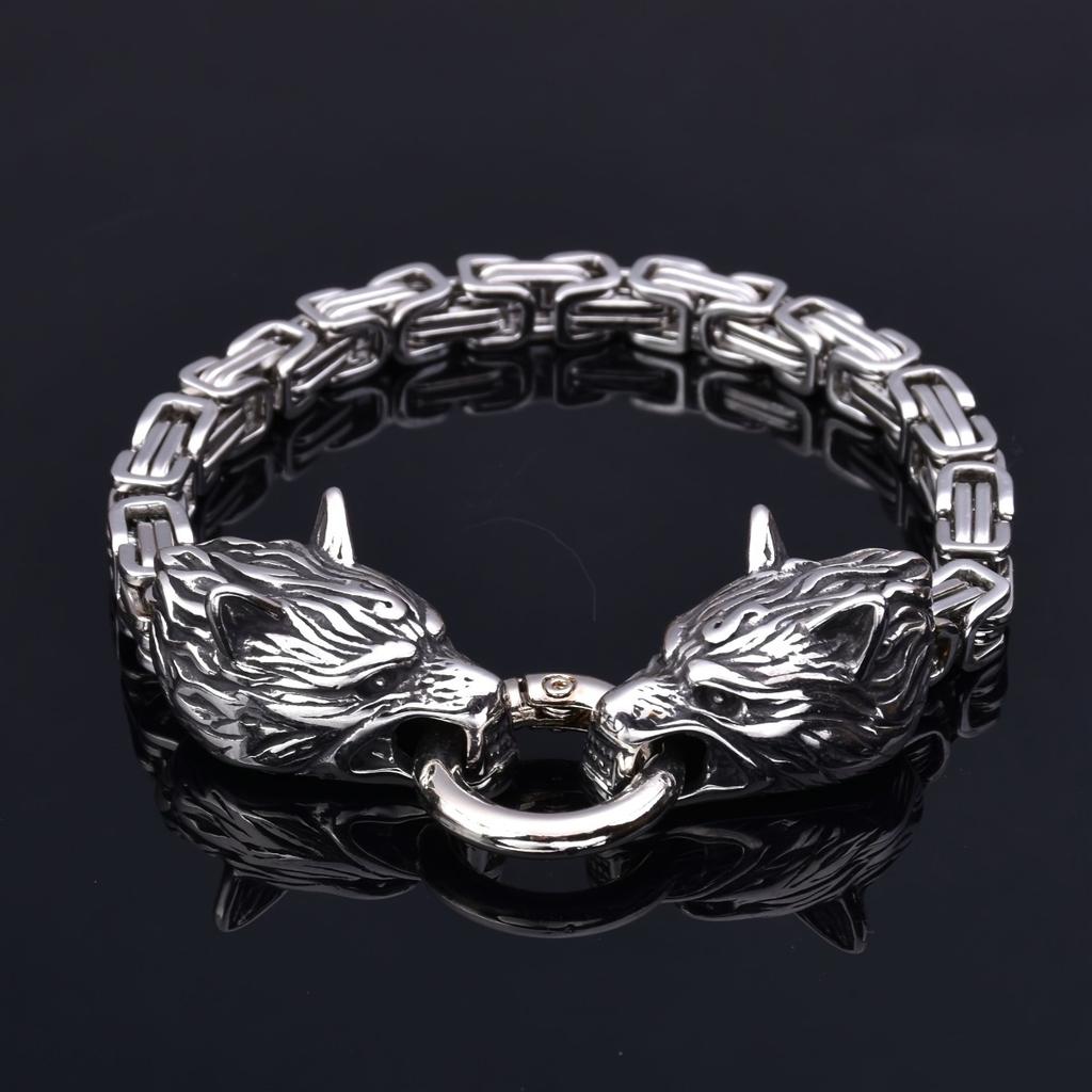 Classic Fashion Domineering Nordic Wolf Head Bracelet Men HipHop Rock Party Jewelry