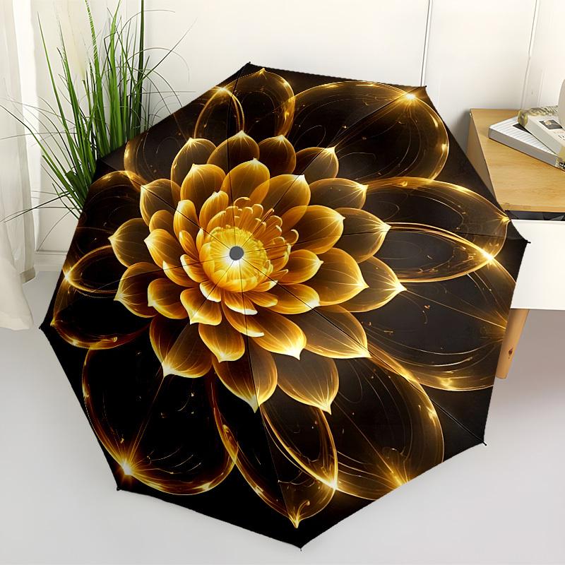 

1pc Golden Lotus Mandala Automatic Open/Close Umbrella, Folding Compact Umbrella with Lightweight Design for Women/Menyy251028184