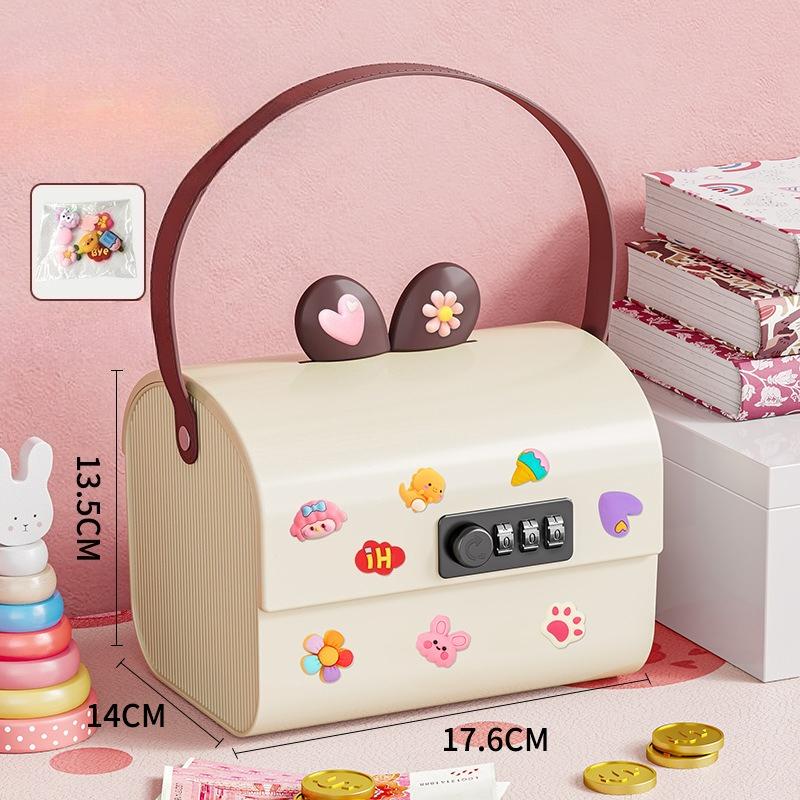 

Bunny Ears Storage Box with Password Lock Kids Savings Box Piggy Bank Large Capacity Multi-functional Desktop Cute Organizer Box No specification білий