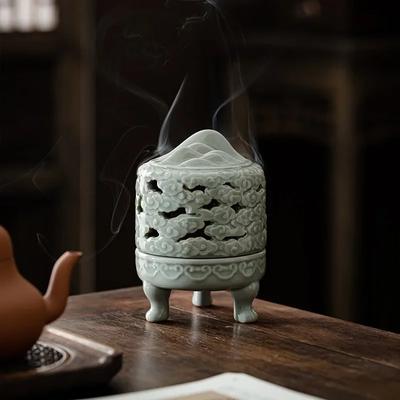 Ceramic Jiangshan Incense Home Indoor Tea Ceremony Decoration Ceramic Dish Incense Creative Relief Sandalwood Stove