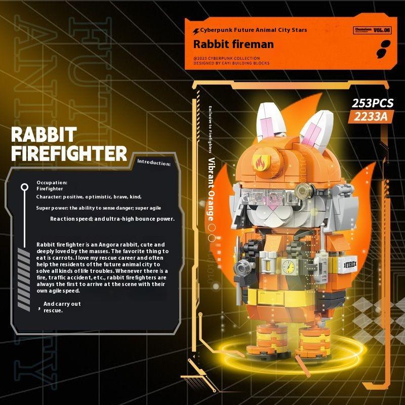 Mecha Series Robot Rabbit Firefighter Building Blocks Fireman Mecha Action Figure Model Bricks Christmas Gift Toy For Boy