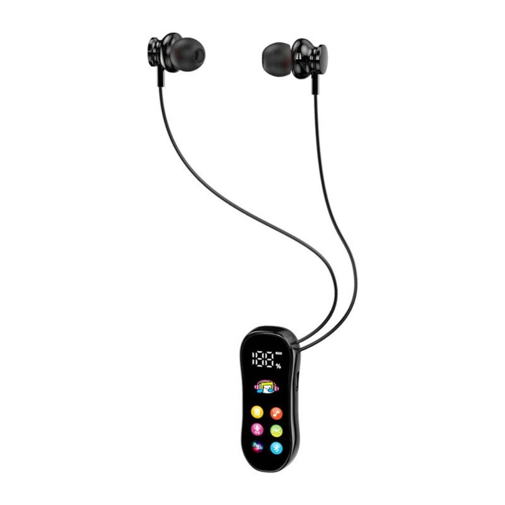 Card Insertion Lavalier Bluetooth Earphones LED Screen Wireless Headphones  K-song