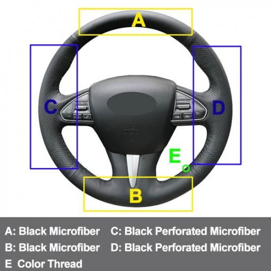 Hand Sewing Car Steering Wheel Cover Wrap For Infiniti Q50 Hybrid QX50 2014-2018