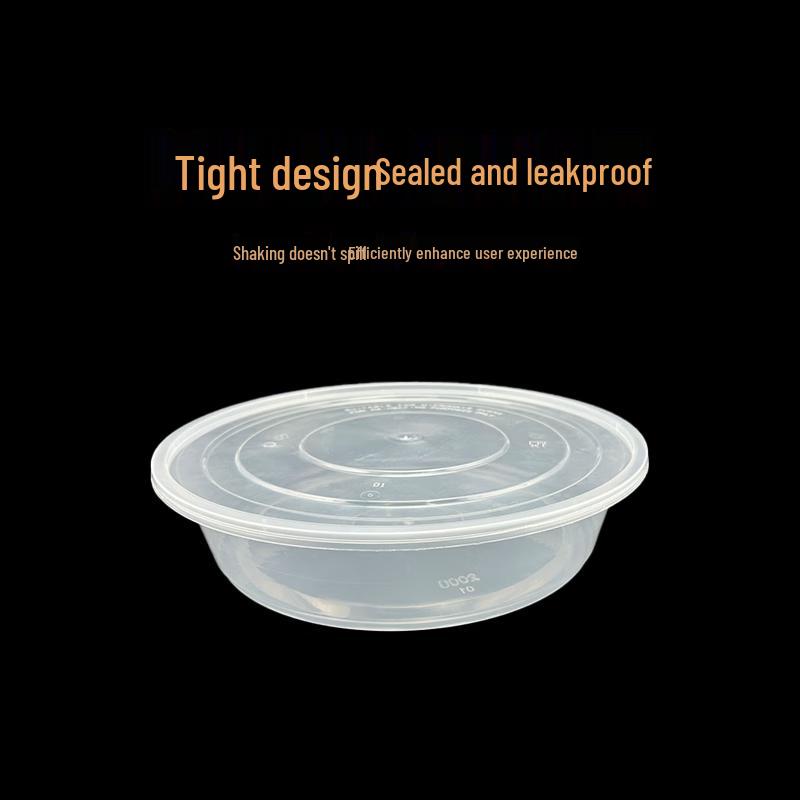 WS 2500ml Disposable Round Food Containers with Flat Lids (90 Sets)