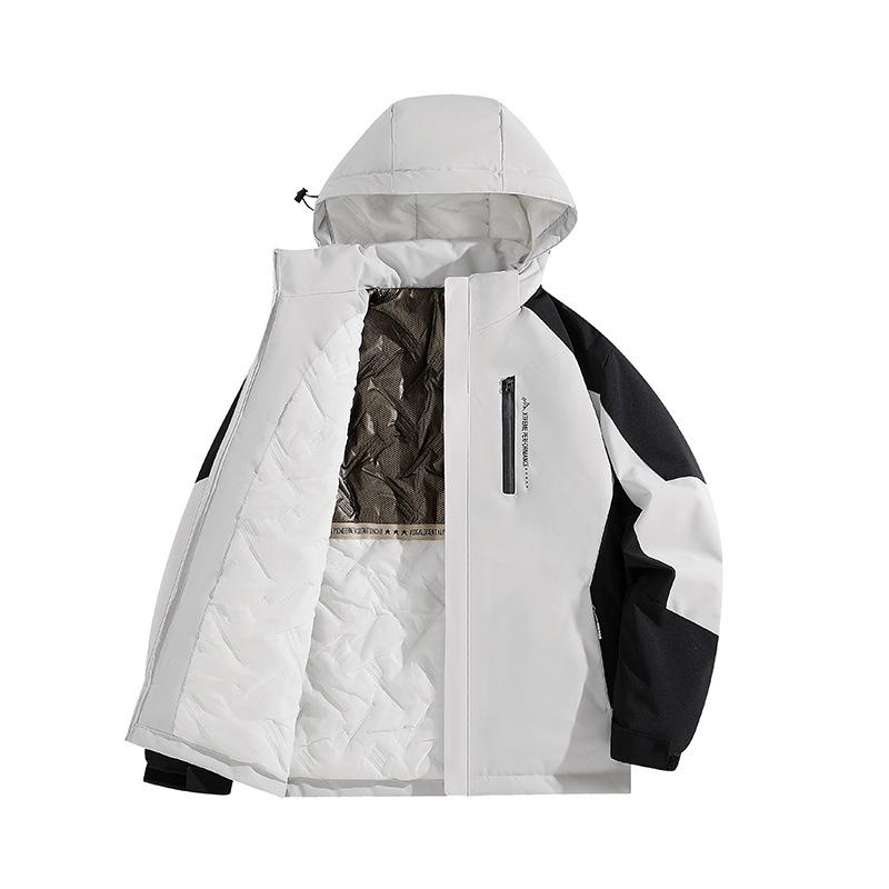 

Жіночі куртки на відкритому повітрі з капюшоном, тонкі осінньо-зимові пальта, повсякденні теплі куртки для піших прогулянок і спорту 3XL бежевий/сірий