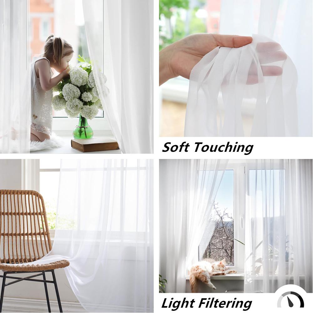 1 Panel Shading Solid White Sheer Curtains for Living Room Decoration Window Curtains for Kitchen Modern Tulle Voile Organza Curtains