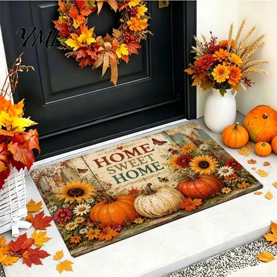 Dekorace pro prázdninový dům Halloweenská dýně Rohožka, Podzimní sezónní Vítejte Protiskluzová Chalupářská Slavnostní Rohožka na Verandu Vstup pro Přední Vstup Kuchyně