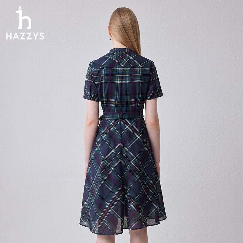

HAZZYS Women s Plaid Stand-Collar A-Line Dress M