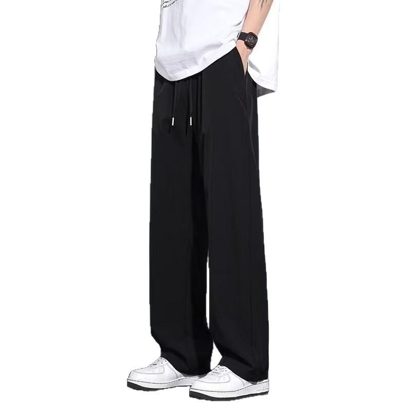 Ice silk men's pants straight loose trousers trendy brand large size sports quick-drying summer thin casual trousers