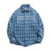 Men's long-sleeved shirt autumn new Hong Kong wind jacket casual shirt lapel plaid shirt fashion loose coat