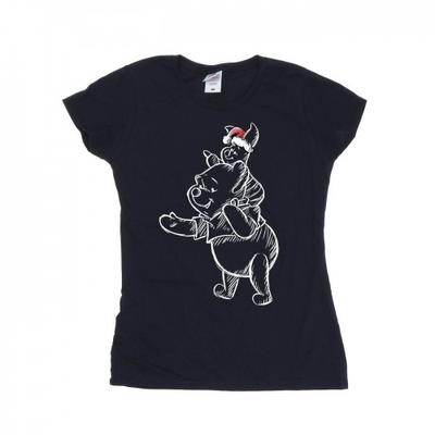 Kadın/Bayan Winnie The Pooh Piglet Noel Pamuklu Tişört