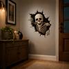 Decorative Porch Accents Halloween Break-in 3D Wall Decals, Spooky Breaking Through Walls Sticker, Illusion Removable Holiday Decor Effect Ghost