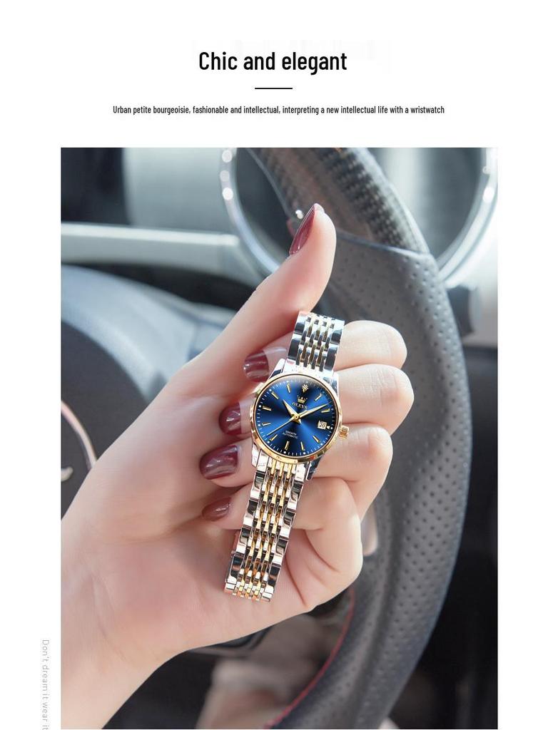 Oulisi Damen Dünne Automatische Mechanische Uhr - Schlichtes Design