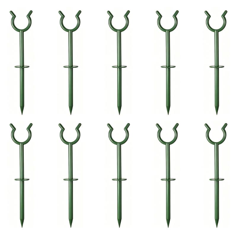 Pack Of 10 Green Plastic Garden Hose Guides For Secure Lawn Irrigation And Maintenance