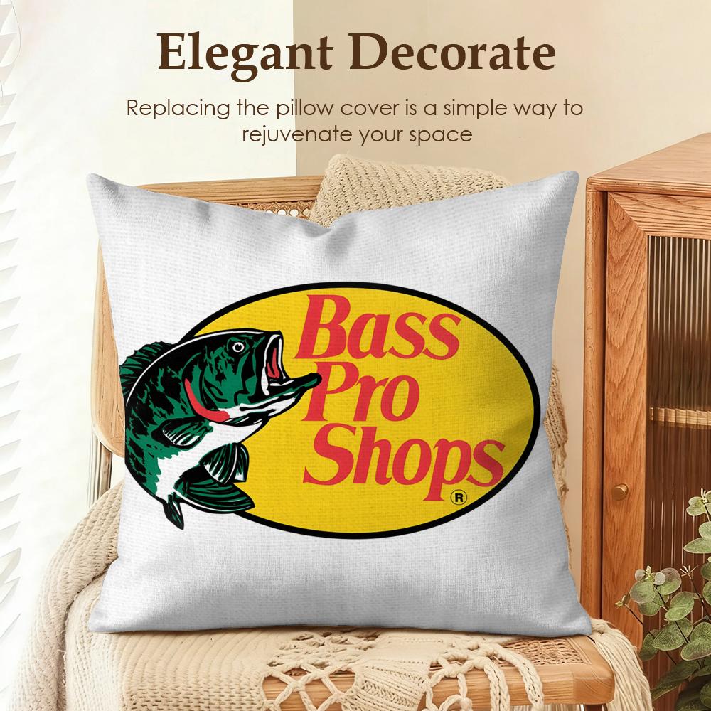 Fashion B-Bass Pro Shop Cushion Cover Natural Linen Organic Fabric Double-Sided Printing Sofa Home Decor Gift Pillow Case