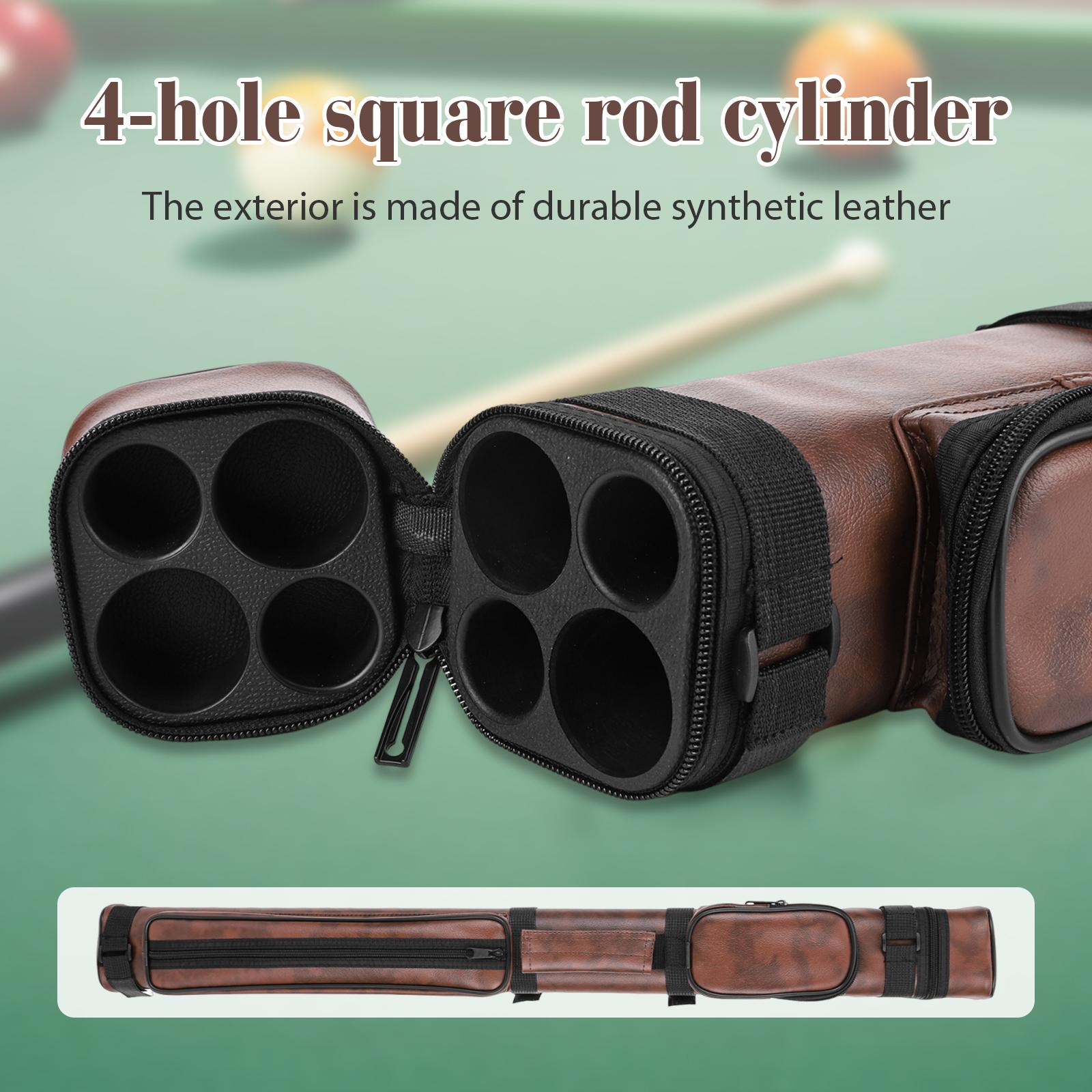 Square Four-Hole Pool Cue Case with Pockets Leather Billiard Cue Storage Box Pool Cue Bag Billiard Stick Carrying Case Accessori nero