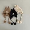 Solid Color Hand Knitted Cap Rabbit Ear Ear Protection Cap Cute Baby Crochet Hat  Kids