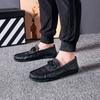 Loafers Dress Shoes Soft Round Toe Formal Animal Print Business Moccasin Flat Leather Men Social Retro Size 45 Man Casual Shoe