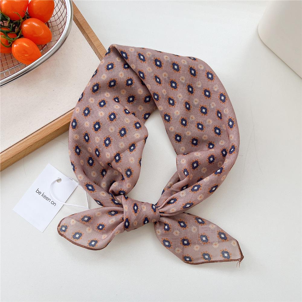 55 Floral Small Silk Scarf: Spring/Summer Korean Fashion Headscarf, Decorative Hairband, Paisley Neckerchief