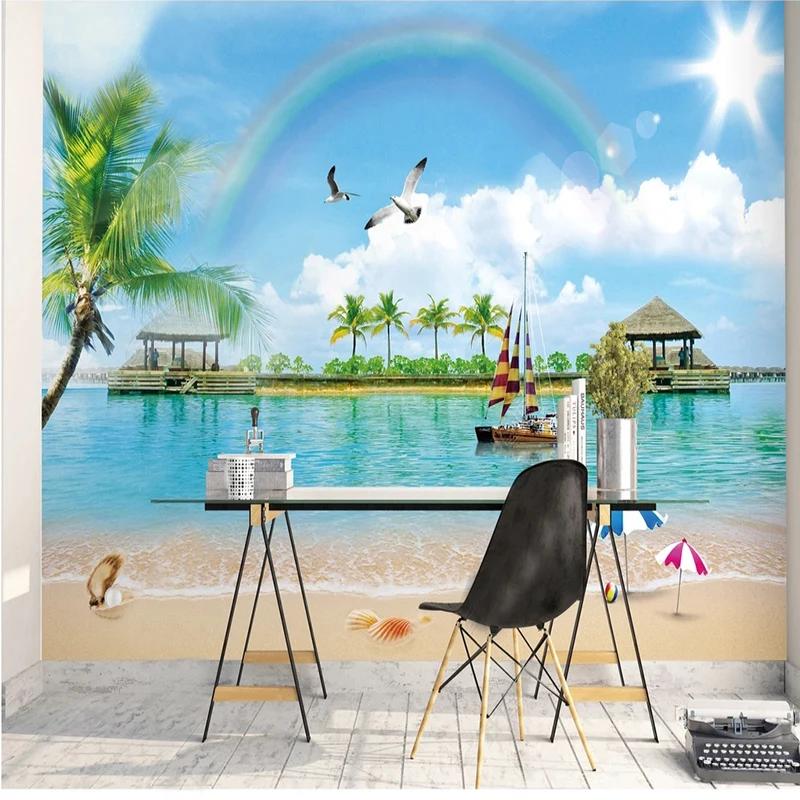 

Beach 3d Wallpaper Rainbow Landscape Wall Mural Living Room Bedroom Home Decoration Wallpaper 200 cm(W) x 140 cm(H)