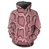 Unisex Übergroßer Kapuzenpullover, Schlangenhaut 3D-Druck, Lässiges Streetwear Sweatshirt Top