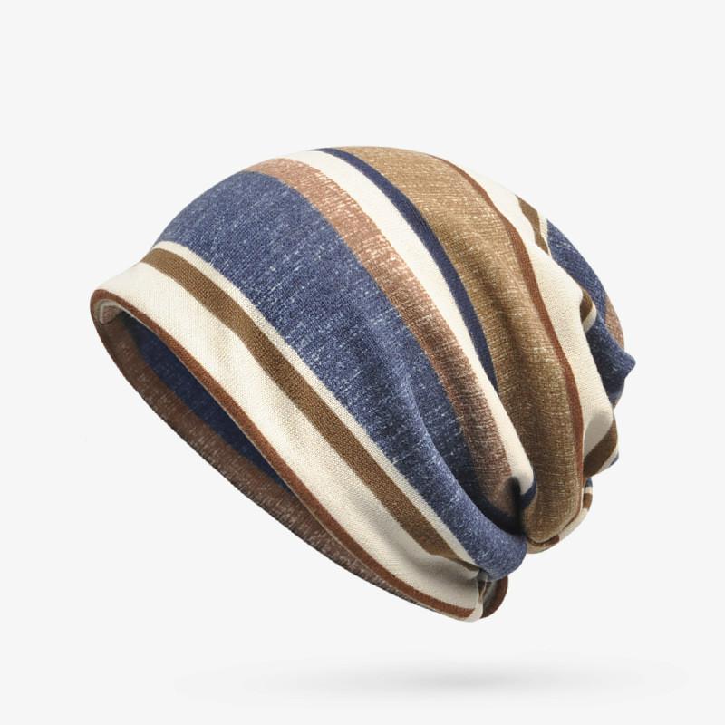 Cokk Baumwollmütze Herren Turbanmütze Strickmützen Beanie Mütze Strickmützen mit Streifen Mützenmütze Schal Baggy Mütze Kragen Lässig gray