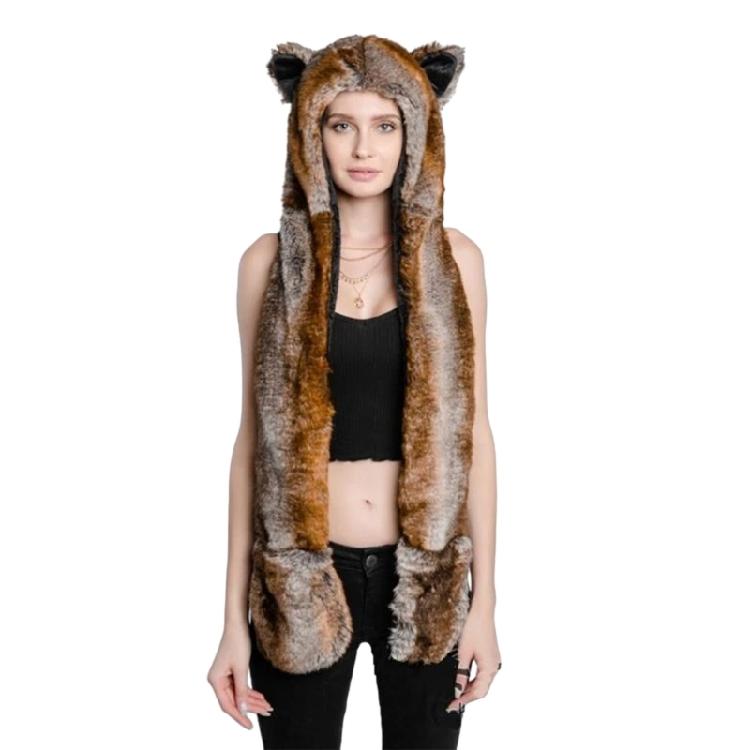 Plush Animal Ear Hat for Adult Unisex Earflap Gloves Scarf All In One Warm Trapper Hat Outdoor Activity Cold Weather Hat