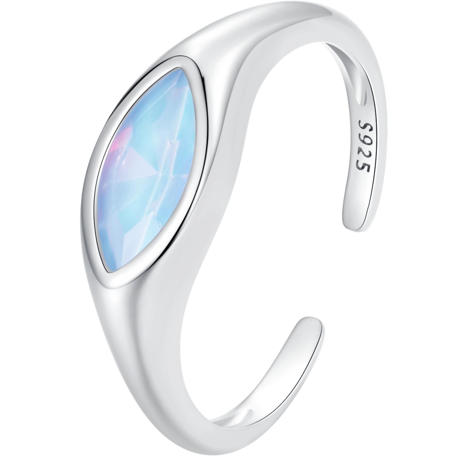 

Кольцо BAMOER из стерлингового серебра 925 пробы сглаза, нежные регулируемые винтажные массивные кольца с покрытием из белого золота для женщин BSR523-E серебряный