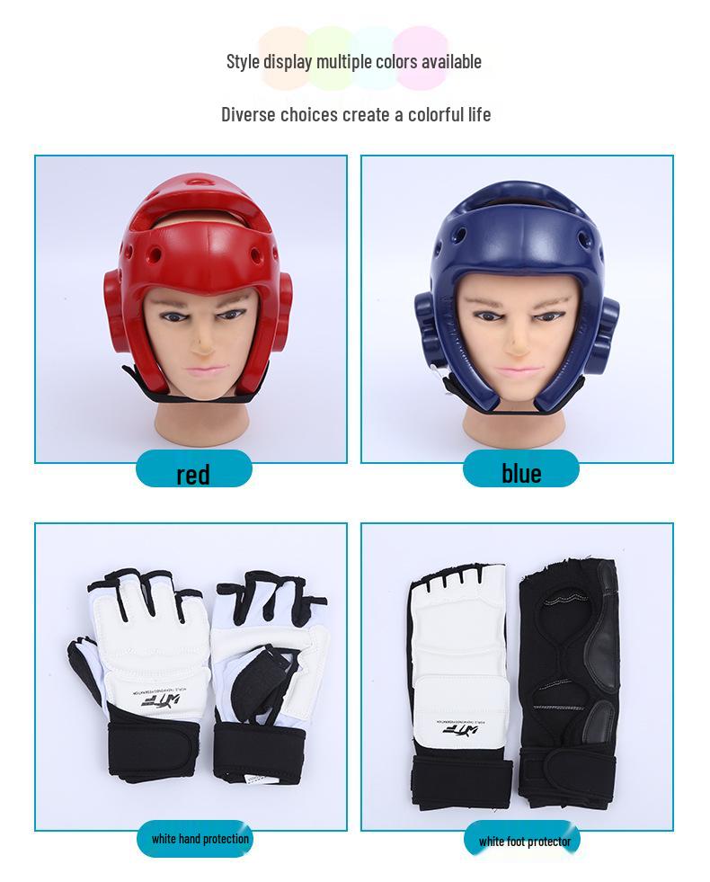 Echipament de Box și Taekwondo pentru Copii: Protecție pentru cap, Mănuși cu degete pe jumătate, Protecții pentru picioare pentru siguranța la antrenament