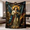 2026 Latest Flannel Blanket Angel with Holy Sword Print Blanket Soft Flannel, Reversible, AllSeason Throw for Bed, Sofa, Travel & Office Unique Gift I