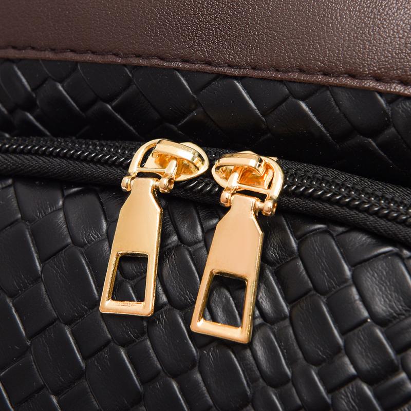 Мягкий кожаный тканый рюкзак Женский противоугонный рюкзак большой вместимости коричневый — фото 20