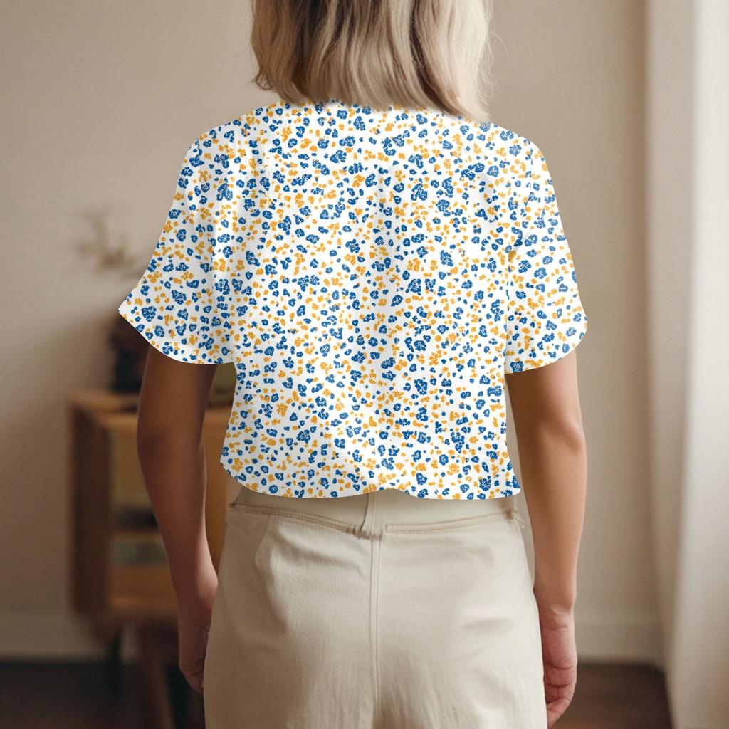 Damskie Bluzki Bawełniano-Lniane Koszule z Krótkim Rękawem Luźne Boho T-shirty Vintage Bluzki