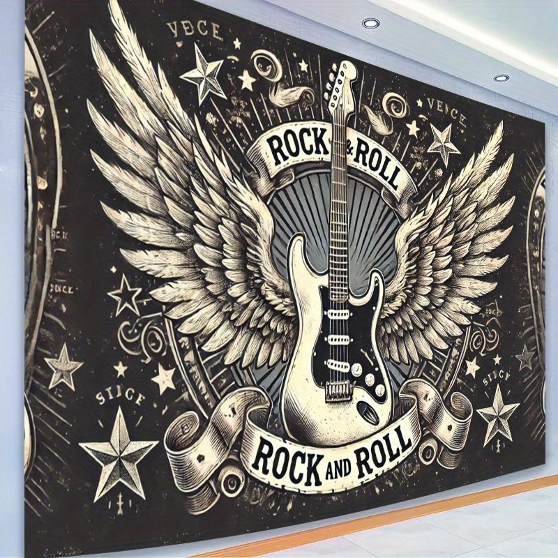 1 Piece of 8x6-foot Rock Guitar Wing Polyester Photography Background, Multi-purpose Decoration, Durable Polyester