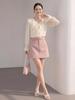Fei Yuan A-line Skirt for Women with Belt and Double Pockets - Anti-exposure, Solid Color, Short, Petite Fit.