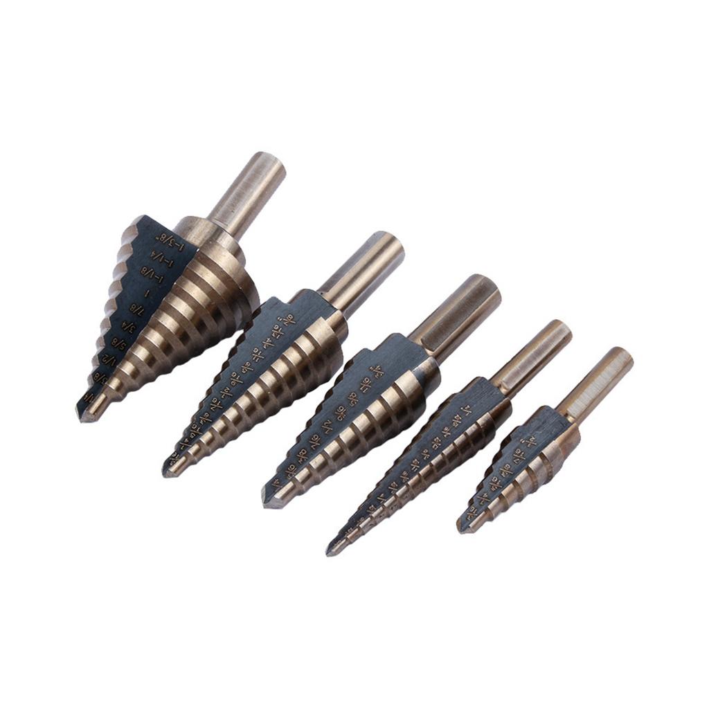 Step Drill Large Cobalt HSS Step Ti Cone Drill Hole Cutter Bit Set Tool Case HSS Steel Step Drill Bit Hardware Hand Tools