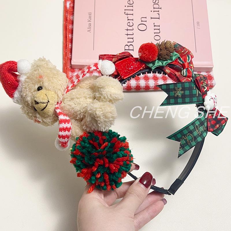 

Christmas Bear Hair Accessories: Cute Headbands & Clips for Girls - Holiday Party Dress-Up