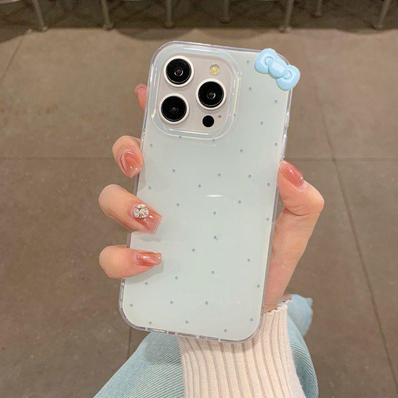 

Korea Fashion Summer Blue Polka Dots Phone Case For iPhone 16 Pro 15 14 13 12 11 Promax 78 Plus Anti Drop Protective CoverCover For iPhone X XS