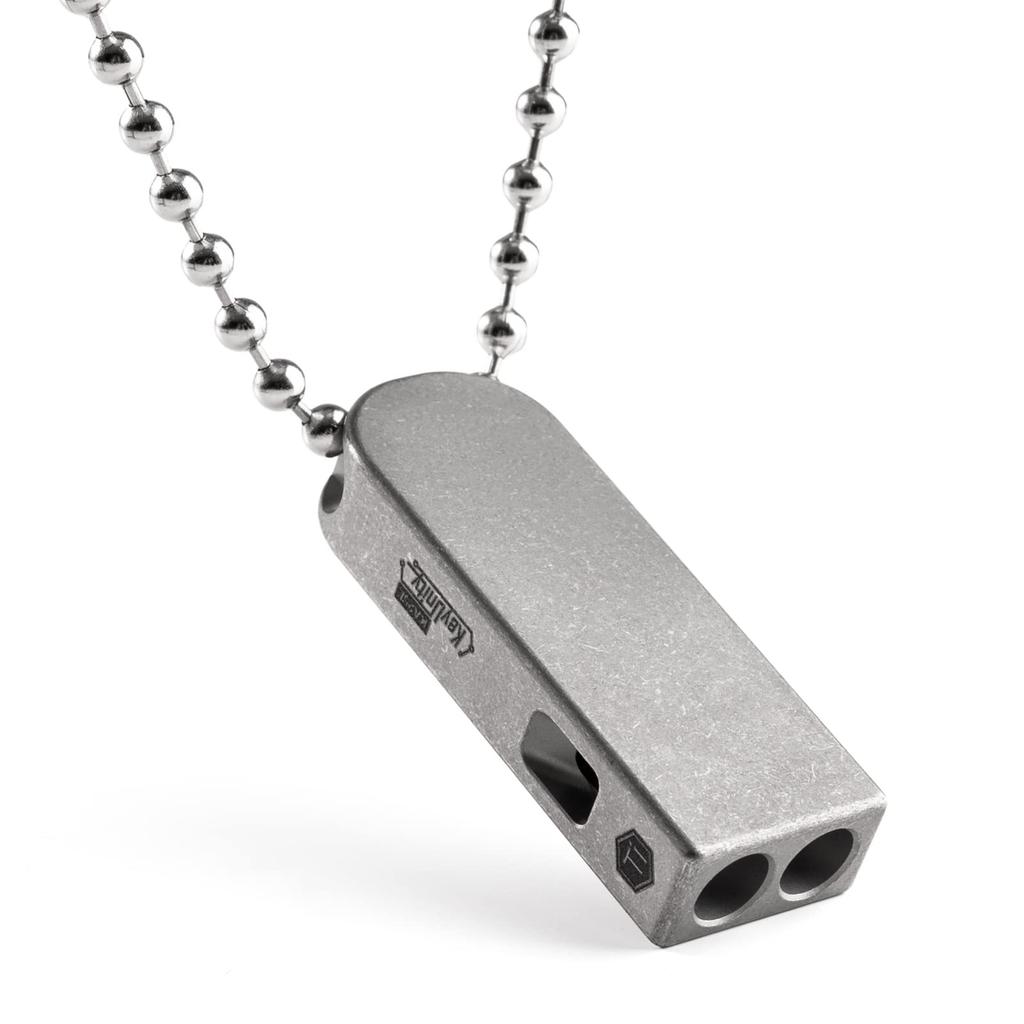 KeyUnity Titanium Whistle with Necklace, KA25 L, Loud Sound, Lightweight, Durable, Bear Scare, Emergency Whistle, Emergency Supplies, Bear Whistle, Mo